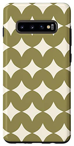 Galaxy S10plus Retro Aesthetic Mid Century Mod Pattern in Olive Green Case