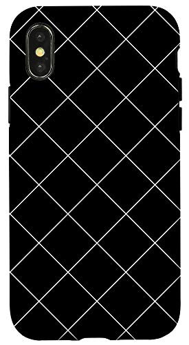 iPhone X/XS Minimalist Windowpane Check Grid Pattern (white/black) Case
