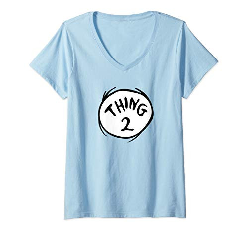 Womens Dr. Seuss Thing 2 Emblem Color Option V-Neck T-Shirt