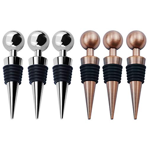 JETKONG Stainless Steel Wine and Beverage Bottle Stoppers, Set of 6