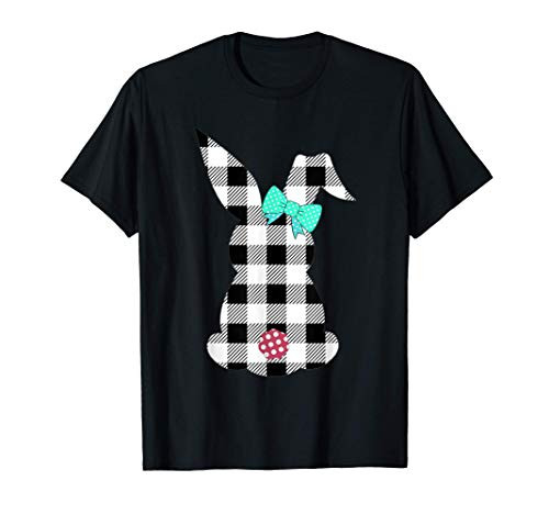Easter Bunny Black and White Plaid Rabbit Happy Egg Hunt T-Shirt