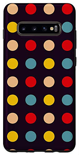 Galaxy S10plus Colorful Blue Red Beige Yellow Color 70s Style Retro Dots Case