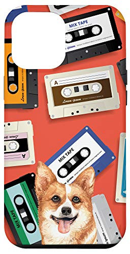 iPhone 12 Pro Max Welsh Corgi Dog Vintage Retro Cassette Tape Pattern Case
