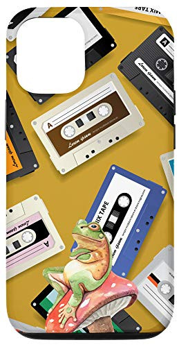 iPhone 12/12 Pro Frog On Mushroom Vintage Retro Mixtape Cassette Tape Pattern Case