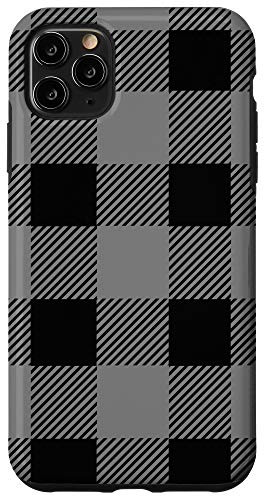 iPhone 11 Pro Max Gray Buffalo Plaid Check Fall Checkered Pattern Cute Printed Case