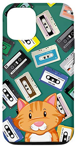 iPhone 12/12 Pro Cartoon Orange Cat Vintage Retro Cassette Tape Classic Case