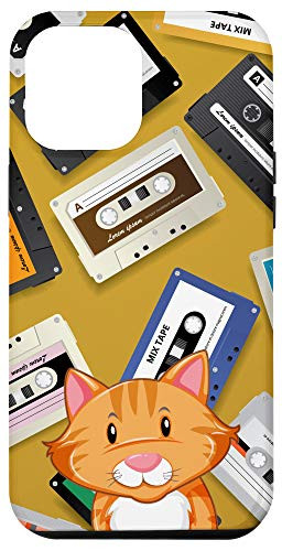 iPhone 12 Pro Max Cartoon Orange Cat Vintage Retro Mixtape Cassette Tape Case