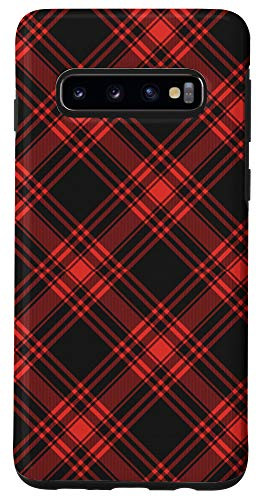 Galaxy S10 Red and Black Plaid Buffalo Check Pattern Design Phone Case