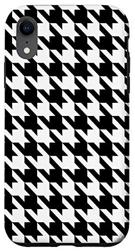 iPhone XR Black White Houndstooth Check Pattern Case