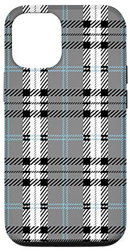iPhone 12/12 Pro Gray Baby Blue Buffalo Plaid Check Fall Pattern Graphic Cute Case