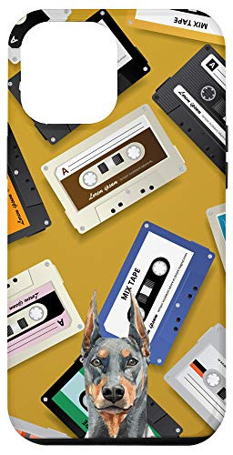 iPhone 12 Pro Max Doberman Dog Vintage Retro Mixtape Cassette Tape Pattern Case