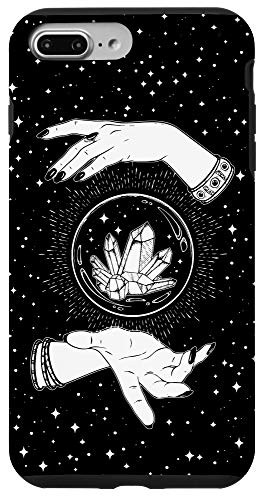 iPhone 7 Plus/8 Plus Retro Vintage Witchy Crystal Ball Witch Hands  and  Stars Black Case