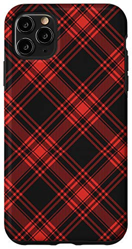 iPhone 11 Pro Max Black Red Gingham Buffalo Plaid Lumberjack Checked Pattern Case