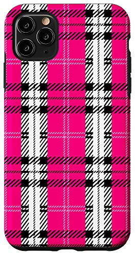 iPhone 11 Pro Max Bright Pink Buffalo Plaid Check Fall Pattern Graphic Cute Case