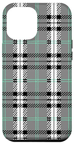 iPhone 12 Pro Max Gray Seafoam Buffalo Plaid Check Fall Pattern Graphic Cute Case
