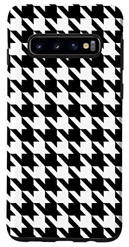 Galaxy S10 Black White Houndstooth Check Pattern Case