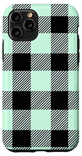 iPhone 11 Pro Mint Green Buffalo Plaid Check Fall Checkered Pattern Gift Case