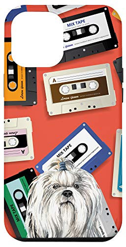 iPhone 12 Pro Max Shih Tzu Dog Vintage Retro Cassette Tape Pattern Animal Head Case