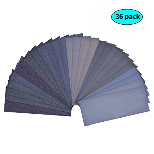 400 to 2500 Assorted Grit Sandpaper for Wood Furniture Finishing, Metal Sanding and Automotive Polishing, Wet Dry Sandpaper Assortment, 9 x 3.6 inch, 36-Sheet 400 to 2500 Assorted Grit Sandpaper for Wood Furniture Finishing, Metal Sanding and Automotive Polishing, Wet Dry Sandpaper Assortment, 9 x 3.6 inch, 36-Sheet