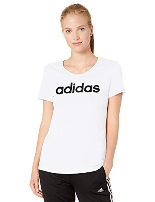 adidas Women's Brush Effect Logo Graphic Tee, White/Black, Small adidas Women's Brush Effect Logo Graphic Tee, White/Black, Small