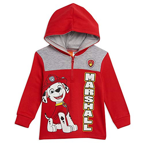 Nickelodeon Paw Patrol Marshall Toddler Boys Half-Zip Pullover Hoodie Red/Grey 5T