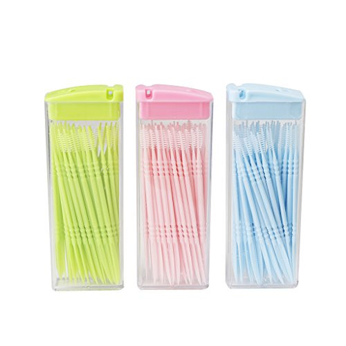 XISAOK 50 Pieces/Box Double-Headed Dental Brush Teeth Sticks Floss Pick Toothpick Toothpick