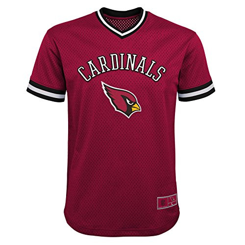 NFL Arizona Cardinals Youth Boys Twill V-Neck Mesh Fashion Top Cardinal, Youth Large(14-16)
