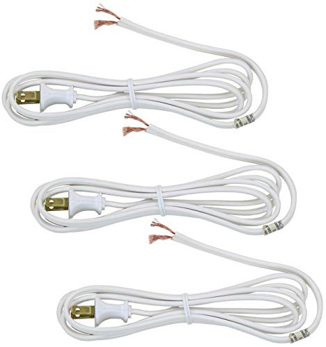 Harrier Lamp & Small Appliance Replacement Power Cord, 2-Prong, 6 Foot, 3 Pack