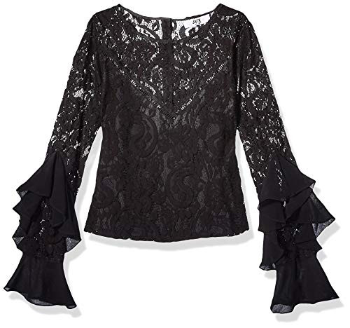 Jack by BB Dakota Junior's Drama Queen lace top with Ruffle Detail, Black, Extra Small