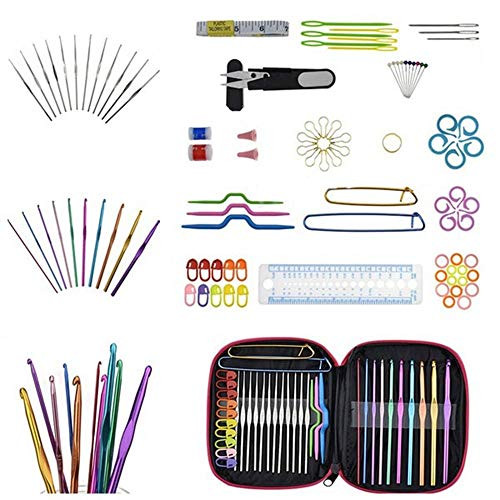 LINHU DIY for Yarn Measure Tape Weave with case Thimble Crochet Hook Set Knitting Needles Knitting Tools(100pcs/set)