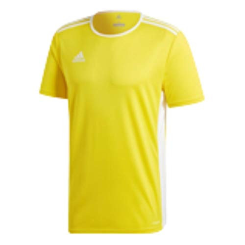 adidas Men's Entrada 18 AEROREADY Primegreen Regular Fit Soccer Short Sleeve Jersey, Yellow/White, Large