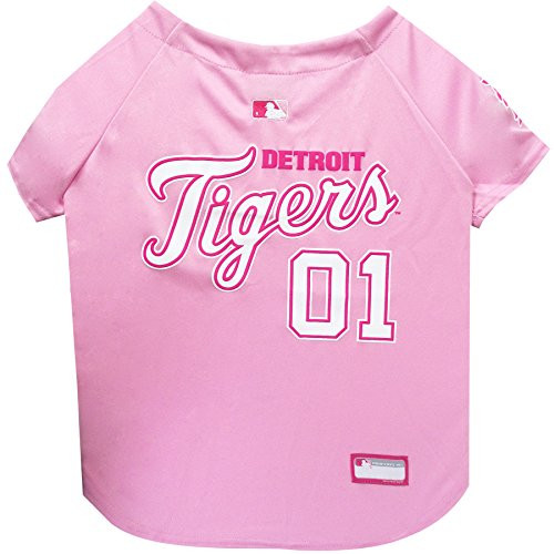 Pets First MLB Detroit Tigers Dog Jersey, Small, Pink