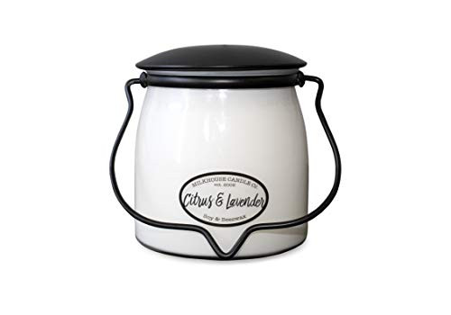 Milkhouse Candle Company, Creamery Scented Soy Candle: Butter Jar Candle, Citrus and Lavender, 16-Ounce