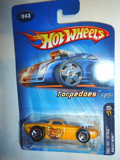 Hot Wheels Mattel 2005 First Editions 1:64 Scale Torpedoes Yellow Bullet Nose Die Cast Car 043 Hot Wheels Mattel 2005 First Editions 1:64 Scale Torpedoes Yellow Bullet Nose Die Cast Car 043