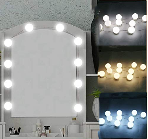 Vanity Mirror Lights, Make Up Mirror Lights 10 LED Kit, Vanity Dimmable Lamp for Makeup Dressing Table, LED Dimmable Control Lights for Makeup Vanity Table Bathroom Mirror (White)