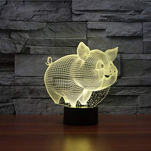HPBN8 3D Pig Optical Illusion Night Light 7 Color Change USB Touch Button LED Desk Table Light Lamp HPBN8 3D Pig Optical Illusion Night Light 7 Color Change USB Touch Button LED Desk Table Light Lamp