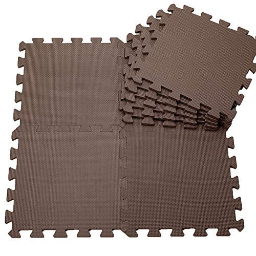 Puzzle Play Mats, Custom 13 Pack Brown Soft Foam Interlocking Floor Mats for Baby Playpens, Childrens Rooms, Daycare (Brown, 12 in)