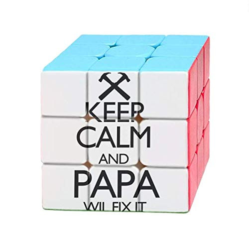 Keep Calm and Papa Wil Fix It Quote Magic Cube Puzzle 3x3 Toy Game Play