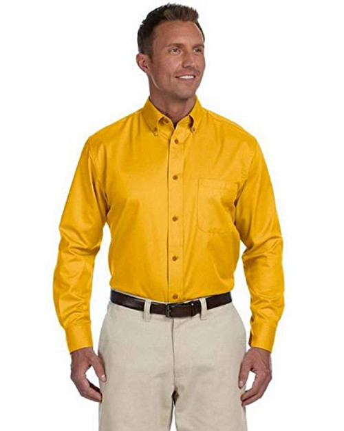 Harriton Men Easy Blend Long-Sleeve Twill Shirt Stain-Release XL Sunray Yellow