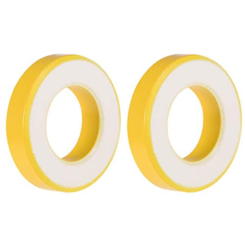 uxcell Toroid Core, Ferrite Chokes Ring Iron Powder Inductor Ferrite Rings, Yellow White 2pcs, 21 x 39 x 8.5mm