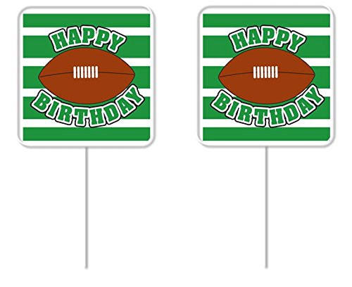 CakeSupplyShop Item 45627 Happy Birthday Football Cupcake Picks- 12Pack