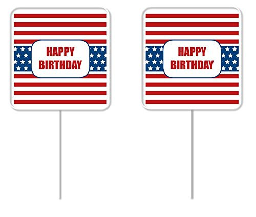 CakeSupplyShop Item 45643 Happy Birthday American FlagTheme Cupcake Picks- 12Pack