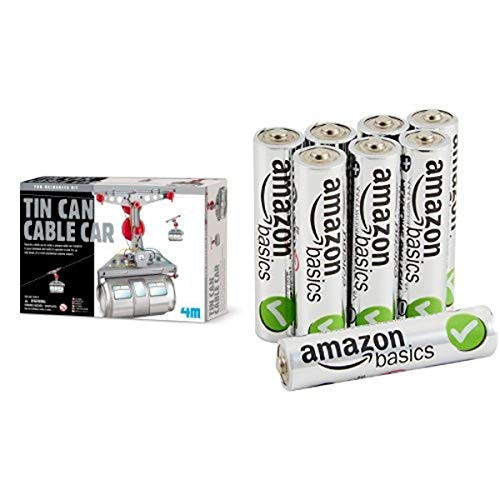 4M Tin Can Cable Car with Amazon Basics AAA Batteries Bundle