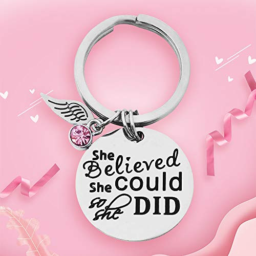 Jokmae Inspirational Keychain Gift for Her - She Believed She Could So She Did, Jewelry Charm Gifts for Women Teen Girls Friends Mom Sisters Graduate on Mothers Day Graduation Birthday