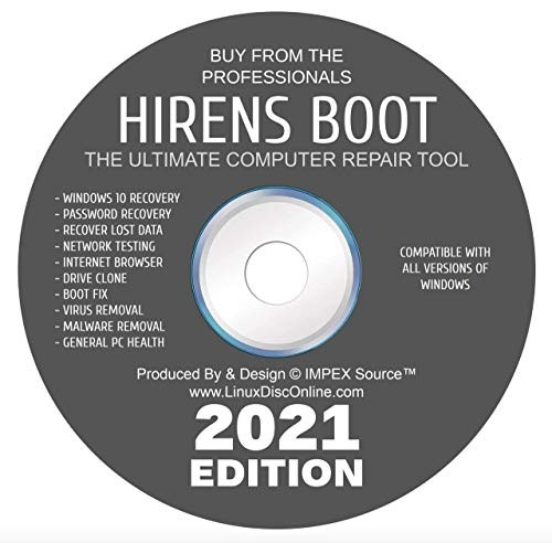 Hiren's Boot CD DVD Latest 2020 / 2021 Edition PC Repair Virus Removal Clone Recovery Password Reset And More.