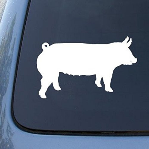 CMI567 Hog Silhouette | Pig Decal | Die Cut Vinyl Car Decal Sticker for Car Window Bumper Truck Laptop Ipad Notebook Computer Skateboard Motorcycle | Premium White Vinyl Decal | 6.2" X 4"