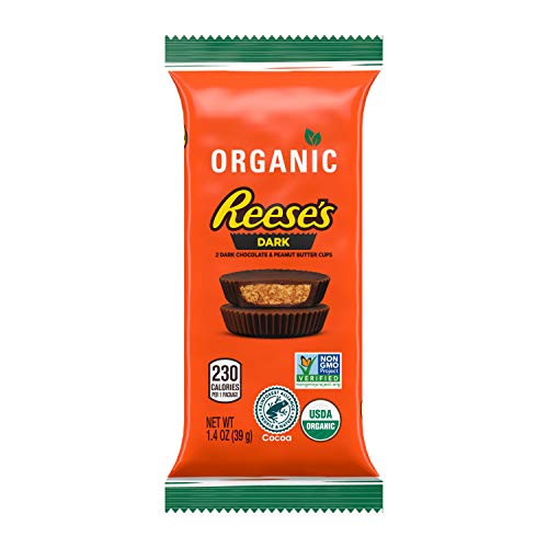 Reese's Organic Dark Chocolate Peanut Butter Cup Bar 1.4 oz. , 16.8 Ounce,(Pack of 12)