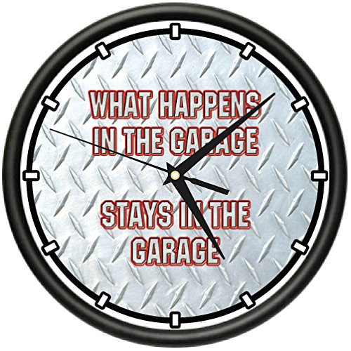 SignMission Happens in The Garage Wall Clock Mechanic dad Diamond Plate Gift, Beagle