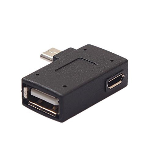 Fun-Home Left Angle USB 2.0 Micro Male to USB Female Host OTG Adapter for SamSung i9100 i9300 With Power Features