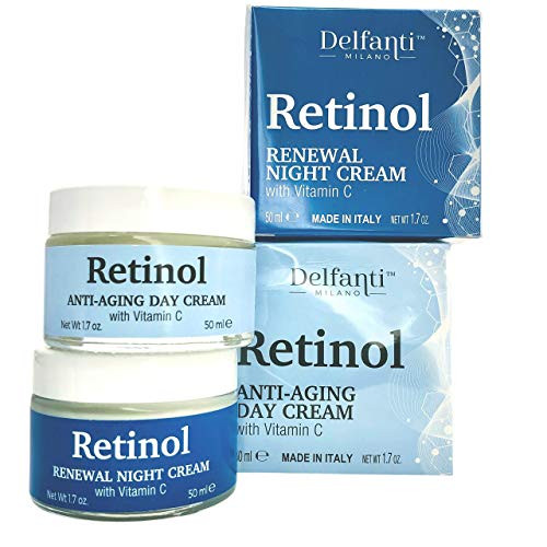 Delfanti Milano RETINOL Anti-Aging Day Cream PLUS RETINOL RENEWAL Night Cream BUNDLE with Vitamin C Made in Italy Delfanti Milano RETINOL Anti-Aging Day Cream PLUS RETINOL RENEWAL Night Cream BUNDLE with Vitamin C Made in Italy